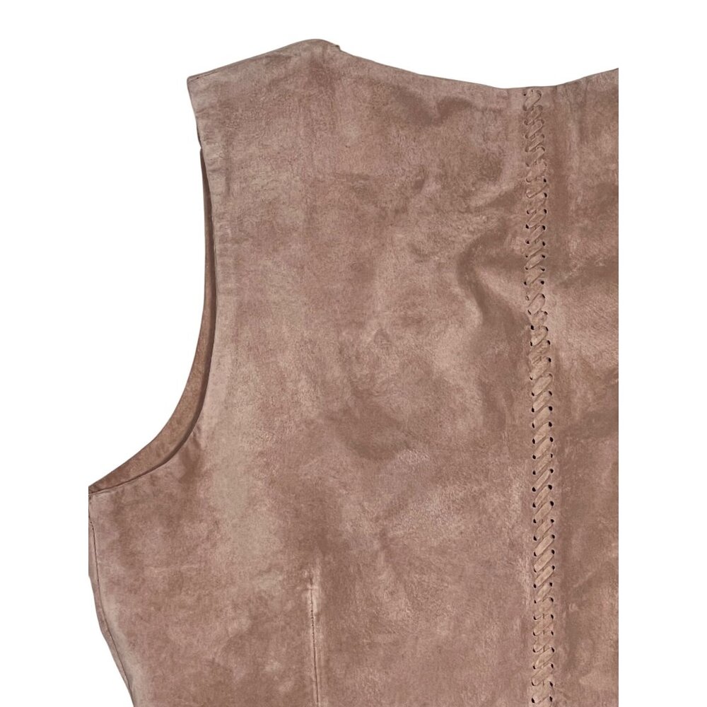 HIT P Size P Suede Leather Beige Vest Perforated Design Western Rodeo Tribal - Picture 15 of 16